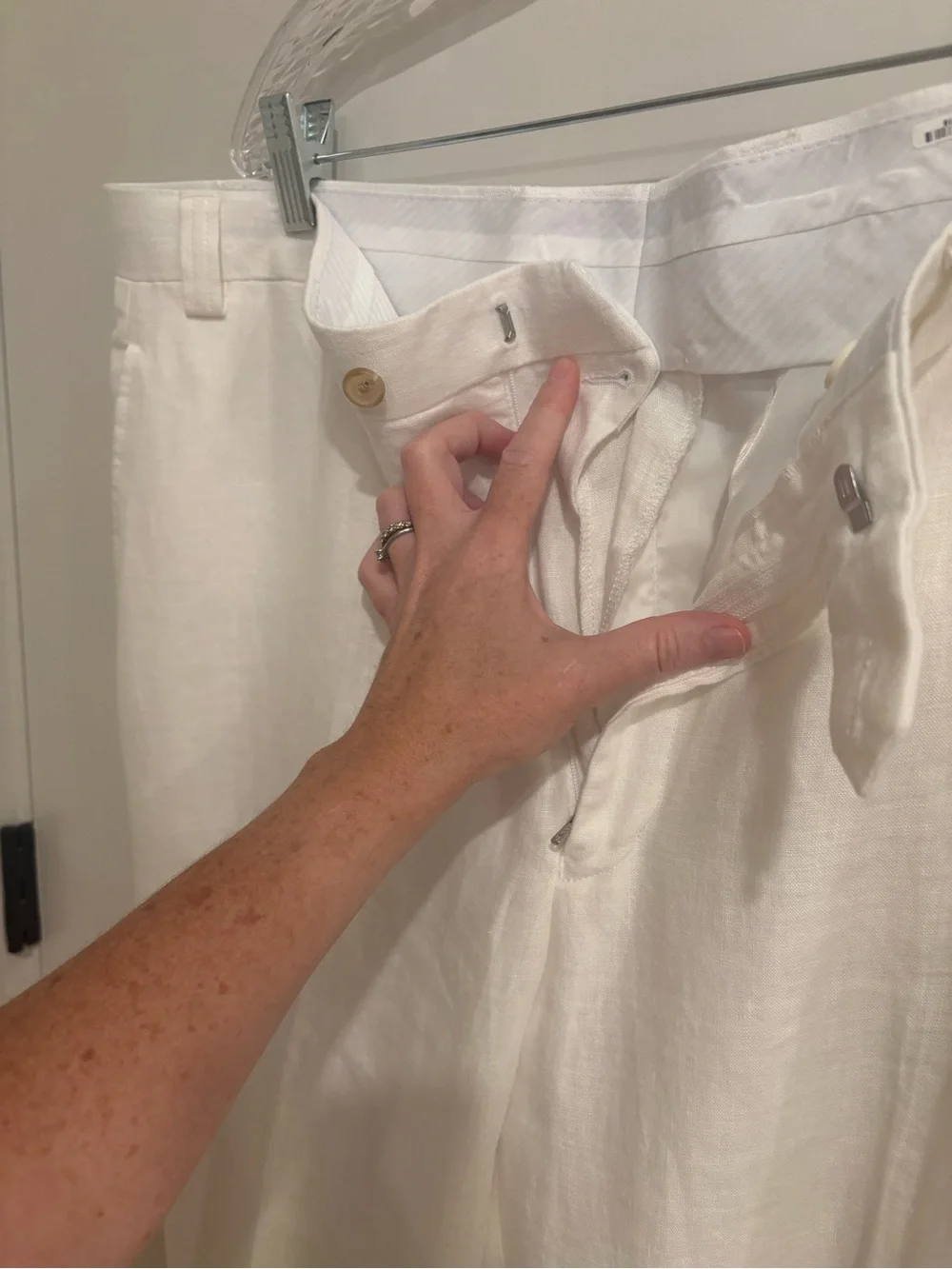 Lauren Ralph Lauren White 100% Linen Trouser Pants Beach Wedding Resort 40 x 32